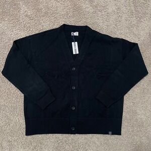 FILA Cardigan Sweater Men Black Noir XXL 2XL Casa Baseline Oversized Heavyweight